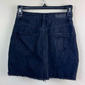 Hollister Distressed UltraHigh-Rise Black Mini Jean Skirt Size 23